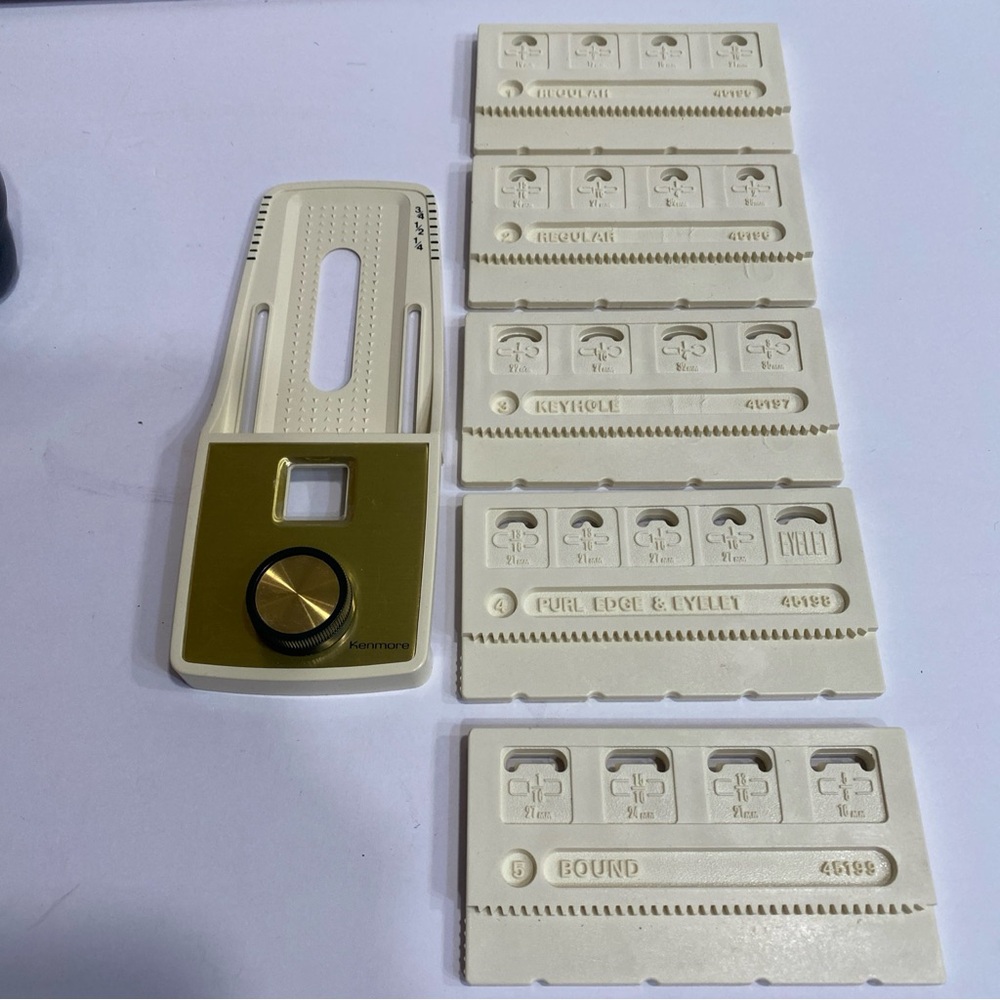 Kenmore 1914 buttonhole guide plate & 5 templates 45195 45196 45197 45198 45199